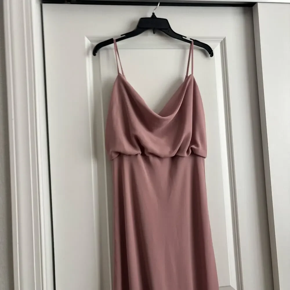 NWT Jenny Yoo Bianca Gown Dress Whipped Apricot Pebbled Crepe Sz 10 - Picture 3 of 16